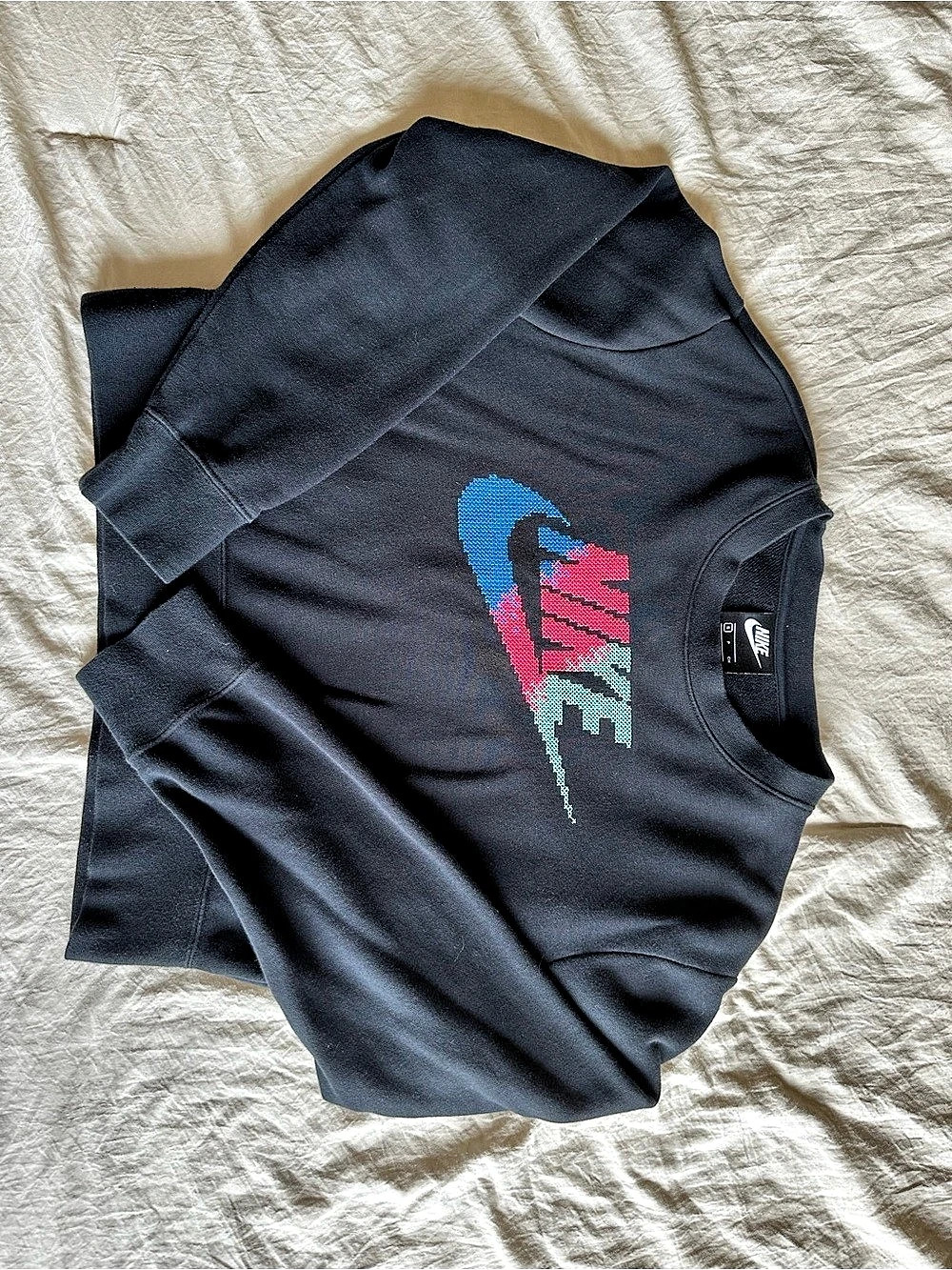 Nike Black Crewneck Embroidered Sweatshirt